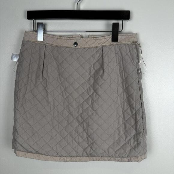 Anthropologie Fate Neutral Tan Lined + Quilted Mini Skirt Button Front SIZE M - Picture 6 of 6
